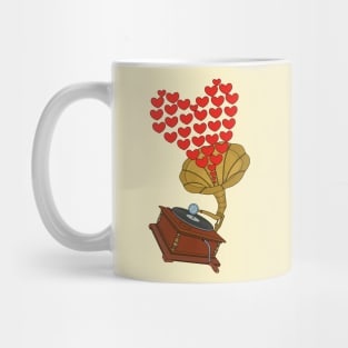 Love Valentine Vintage Gramophone Mug